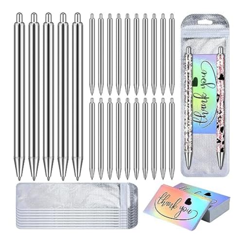 Rtauhife Edelstahl-Stiftrohling, Wiederverschließbare Beutel und Holografische Dankeskarten-Set für Selbstgemachte Glitzerstifte, Epoxidharz-Stiftverpackung, Einfach zu Verwenden Rtauhife Edelstahl-Stiftrohling, Wiederverschließbare Beutel und Holografische Dankeskarten-Set für Selbstgemachte Glitzerstifte, Epoxidharz-Stiftverpackung, Einfach zu Verwenden von Rtauhife
