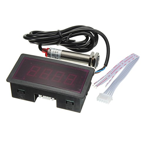 Rtauhife LED 4 Digitaler Tachometer RPM Geschwindigkeitsmesser Rot + NPN Hall Proximity Sensor Schalter von Rtauhife