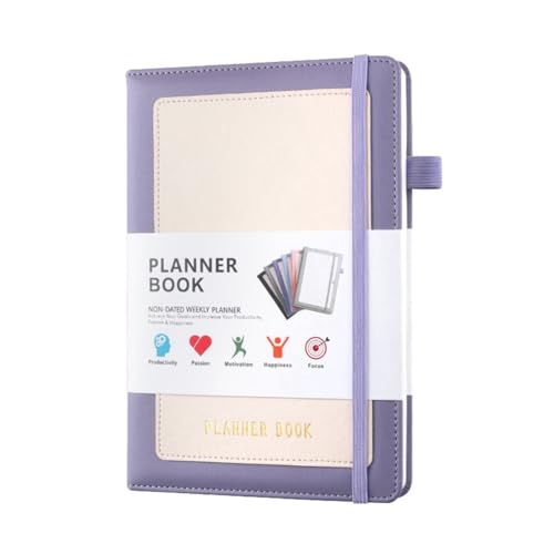 Rtauhife Wochenplaner 2024 Notizbuch mit PU-Einband, Medium (A5) Hardcover, 5,9 X 8,4 Lila, Einfach zu Bedienen, Hohe Qualität von Rtauhife