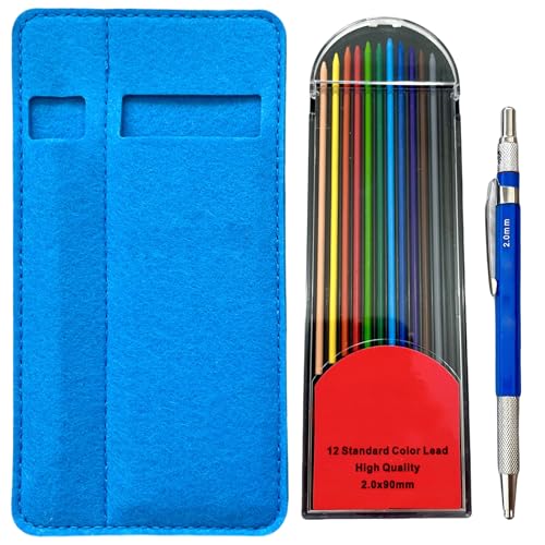 Ruarby Druckbleistift, 2,0 mm, farbige Nachfüllungen und Federmäppchen, Set für Studenten, Künstler, Skizzieren, Kunst, Illustrationen, Zeichnen Ruarby Druckbleistift, 2,0 mm, farbige Nachfüllungen und Federmäppchen, Set für Studenten, Künstler, Skizzieren, Kunst, Illustrationen, Zeichnen von Ruarby
