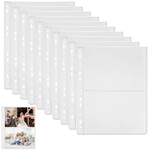 Ruayia A4 Klarsichthüllen 20 Stück Fotokartenhüllen für 11 Ring A4 Ordner, gelochte Broschürenhüllen, Tasche Fotoseiten, Transparente Postkartenhüllen zum Schutz von Fotos von Ruayia