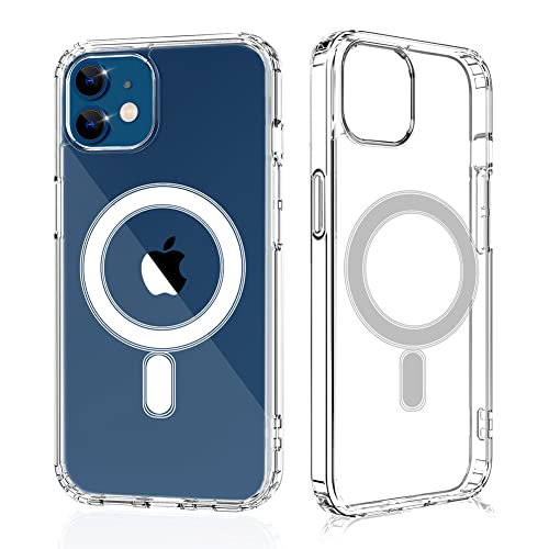 Ruayia Für iPhone 12/12 Pro Hülle, kompatibel mit Magsafe, Adsorption Magnetische Hartschale + Stoßfeste TPU Bumper für Handyhülle für iPhone 12/12 Pro 6,1 Zoll - Transparent von Ruayia