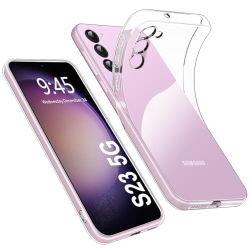 Ruayia Hülle für Samsung Galaxy S23 5G mit 2 Stück Panzerglas Schutzfolie, Stoßfest Handyhülle Samsung S23 Dünn Silikon Durchsichtig, TPU Schutzhülle Transparent - 6,1 Zoll-Dünn Durchsichtig von Ruayia