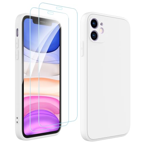 Ruayia für iPhone 11 Hülle Slikon Case, Hülle für iPhone 11 mit 2 Stück Panzer Wehutz Glas, Handyhülle Ultra Dünne Weichem Stoßfest Kratzfest Wehutz mit Mikrofaser - 6,1 Zoll - Weiß Ruayia für iPhone 11 Hülle Slikon Case, Hülle für iPhone 11 mit 2 Stück Panzer Wehutz Glas, Handyhülle Ultra Dünne Weichem Stoßfest Kratzfest Wehutz mit Mikrofaser - 6,1 Zoll - Weiß von Ruayia