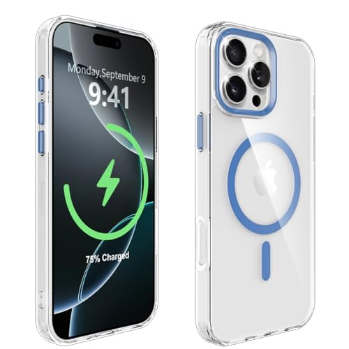 Ruayia für iPhone 16 Pro Hülle Kompatibel mit MagSafe, Magnetischer Robust Handyhülle Case, Transparente Stoßfest Kratzfest Dünn Schutzhülle Hülle für iPhone 16 Pro, 6.3" - Blau Ruayia für iPhone 16 Pro Hülle Kompatibel mit MagSafe, Magnetischer Robust Handyhülle Case, Transparente Stoßfest Kratzfest Dünn Schutzhülle Hülle für iPhone 16 Pro, 6.3" - Blau von Ruayia