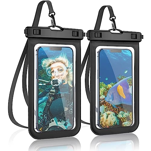 Ruayia wasserdichte Handyhülle - 6,8 Zoll [2 Stück] IPX8 Unterwasser Hülle für Schwimmen, Waterproof Phone Case für iPhone 14 13 12 11 Pro Max, Samsung S22 S21, Huawei - Schwarz von Ruayia