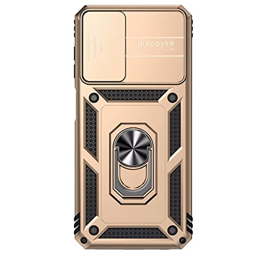 Rubaiiyu für Samsung Galaxy A14 5G Kameraschutz Handyhülle,Outdoor Hülle Hybrid Kameraklappe Schutzhülle Militär Standard Cover Case Metall Ring Ständer Halter Handy Hüllen Gold von Rubaiiyu