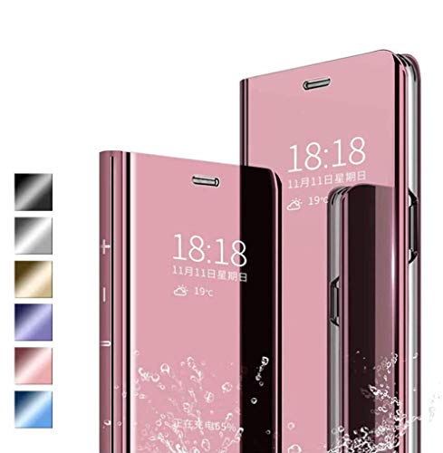 Rubaiiyu für iPhone 15 Pro Hülle,Plating Smart Clear View Case Flip Handyhülle mit Standfunktion Anti-Scratch Bookstyle Tasche Schutzhülle Roségold von Rubaiiyu