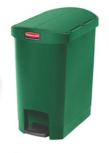 Rubbermaid Commercial Products 1883583 Slim Jim Step-On Wastebasket, Resin, End Step, 30 L - Green von Rubbermaid Commercial Products