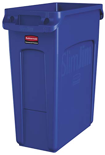 Rubbermaid Commercial Products 1971257 Vented Slim Jim-Abfalltonne, Kunststoff, 60 L, Blau von Rubbermaid Commercial Products