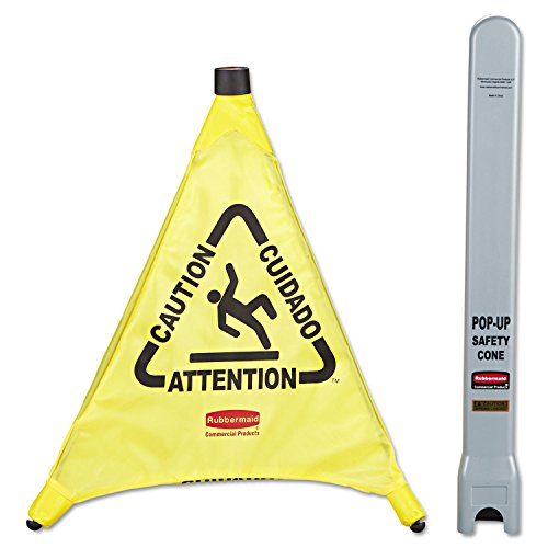 Rubbermaid Commercial Products 50 cm Pop Up Safety Cone with Multilingual Caution Imprint and Wet Floor Symbol - Yellow von Rubbermaid Commercial Products