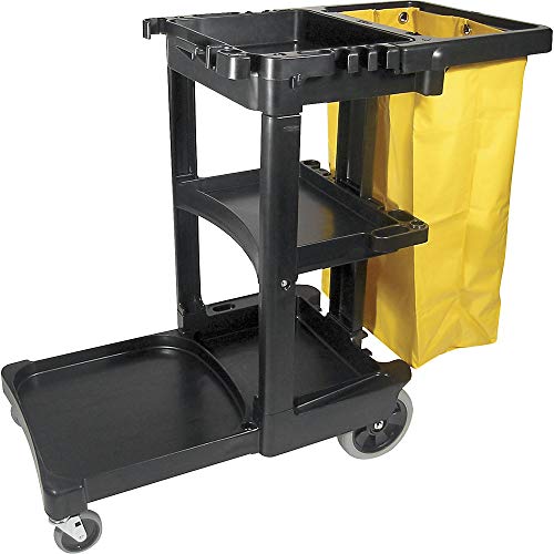 Rubbermaid Commercial Products Cleaning Cart Janitor Cart (2 fixed casters / 2 swivel wheels) - Black von Rubbermaid Commercial Products
