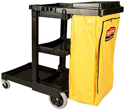 Rubbermaid Commercial Products Cleaning Cart Janitor Cart (2 fixed casters / 2 swivel wheels) - Black von Rubbermaid
