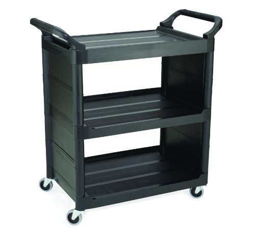 Rubbermaid Commercial Products FG342100BLA Servicewagen aus Polyethylen mit Randverkleidung, 3 Böden, Schwarz Rubbermaid Commercial Products FG342100BLA Servicewagen aus Polyethylen mit Randverkleidung, 3 Böden, Schwarz von Rubbermaid Commercial