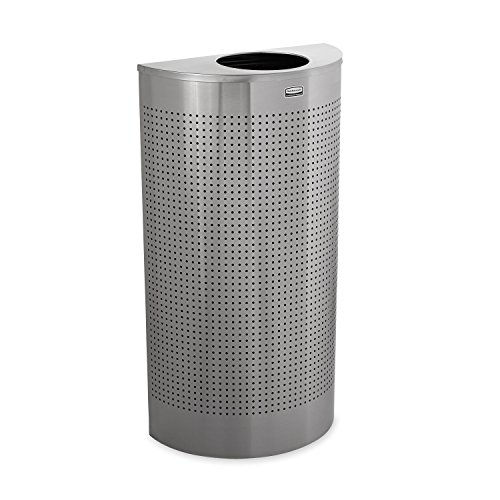 Rubbermaid Commercial Products FGSH12SSPL Abfalleimer, halbrund, offener Deckel, Edelstahl, 45 l von Rubbermaid