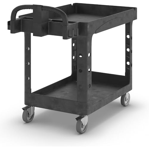 Rubbermaid Commercial Products Medium Lipped Shelf Heavy Utility Cart - Black von Rubbermaid