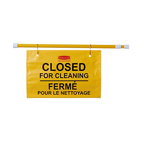 Rubbermaid Commercial Products Site Safety Hanging Sign Multilingual 'Closed for Cleaning' - Yellow von Rubbermaid Commercial Products