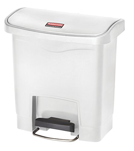 Rubbermaid Commercial Products Slim Jim 1883554 15 Litre Front Step Step-On Resin Wastebasket - White von Rubbermaid Commercial Products