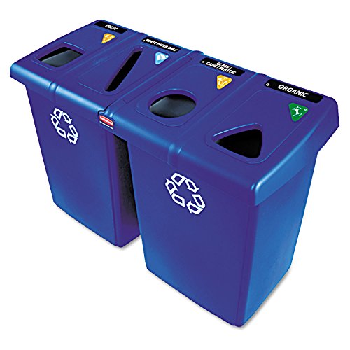 Rubbermaid Commercial Products Slim Jim Glutton Recycling Station 4 Stream, 348 L - Blue von Rubbermaid Commercial Products