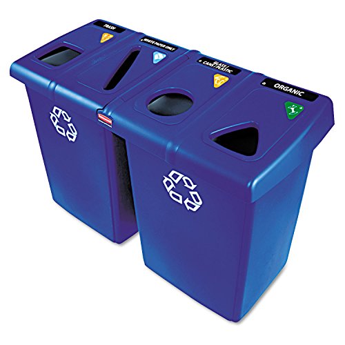Rubbermaid Commercial Products Slim Jim Glutton Recycling Station 4 Stream, 348 L - Blue von Rubbermaid