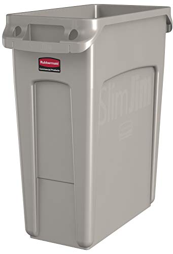 Rubbermaid Commercial Products Vented Slim Jim Rubbish Bin Waste Receptacle, 60 Litres, Beige, Plastic, 1971259 von Rubbermaid Commercial Products