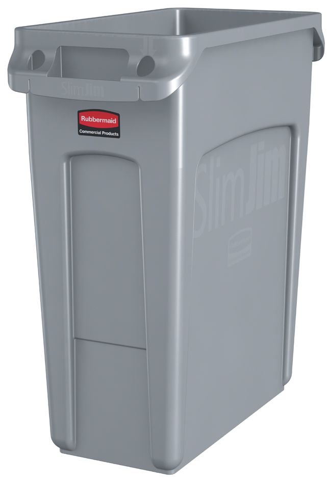 Rubbermaid Abfallbehälter Slim Jim mit Lüftungskanälen, grau von Rubbermaid