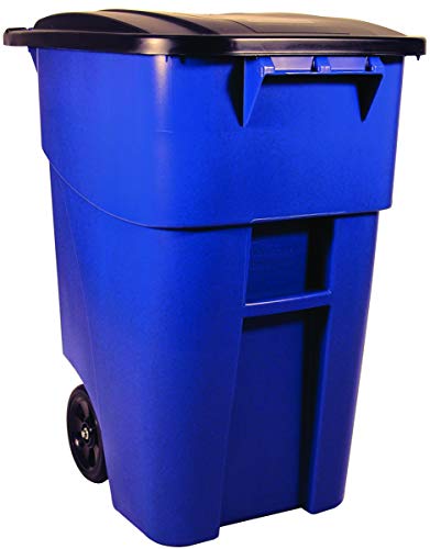 Rubbermaid Commercial Products 50gal BRUTE HDPE Rectangular Rollout Trash Can with Lid - Blue von Rubbermaid Commercial