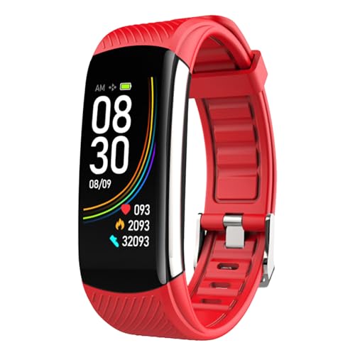 Rubu22a IP68 Wasserdicht Smartwatch Herren Damen, Fitnessuhr mit Telefonfunktion, Schrittzähler Uhr mit Schrittzähler, Schlafüberwachung, Smart Band für Android (Red, One Size) von Rubu22a