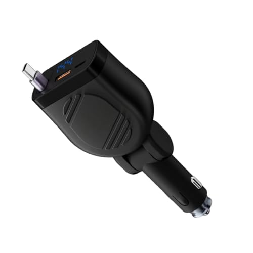 Einziehbarer Autoladeadapter 4 in 1 USB C Schnellladeadapter mit Typ-C-Kabeln, USB-Ladeanschluss mit Digitalanzeige für Telefon Einziehbarer Autoladeadapter 4 in 1 USB C Schnellladeadapter mit Typ-C-Kabeln, USB-Ladeanschluss mit Digitalanzeige für Telefon von Rudiaoa