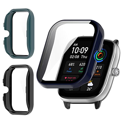 3 Stück Hard PC Hülle mit Glas Displayschutz für Amazfit GTS 4 Mini, Schutzhülle Ultradünne Kratzfest Schutz Case (GTS 4 Mini, Frabe 3B) von RuenTech