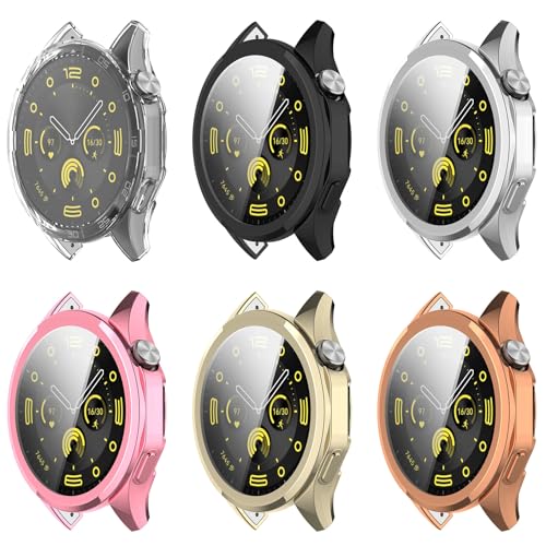 Hülle Kompatibel für Huawei Watch GT 4 46mm Schutzhülle Schutz, TPU All-Around Mit Ultradünne Displayschutz für Huawei Watch GT4 46mm Zubehör (6er Pack) von RuenTech