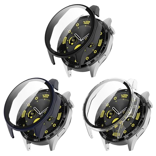 Hülle Kompatibel für Huawei Watch GT4 46mm Schutzhülle, mit Kratzfest ​Displayschutzfolie, Soft TPU Schutz for Huawei GT 4 46mm Zubehör (3er Pack A) von RuenTech