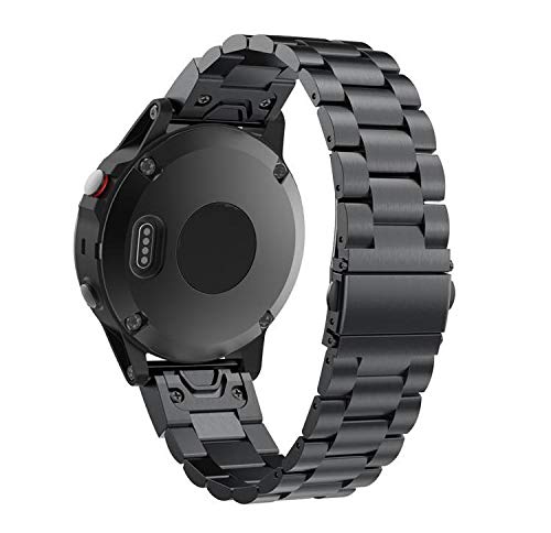 Kompatibel mit Garmin Fenix 6/6S/6X Armband Ersatz Edelstahl Band Kompatibel mit Garmin Fenix 6/6S/6X Armbänder Armband Metall (26mm fenix 6x, schwarz) von RuenTech