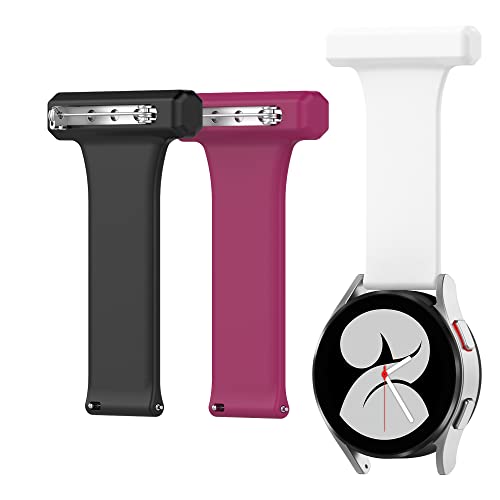 RuenTech Ansteckuhr fob Kompatibel mit Amazfit/Huawei/Samsung/Garmin Armband 40mm 46mm, Silikonband mit Pin für Schwestern, Health Care Arbeite, für VENU GTS2 BIP S (22MM, schwarz+weinrot+weiß) von RuenTech