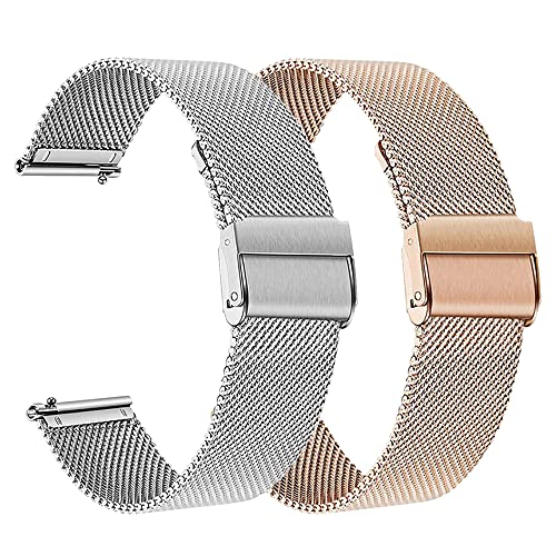 RuenTech Armband Kompatibel für Popglory P66/ASWEE/SWGOTA/LLKBOHA/LESHIDO/Cuszwee/Narcid/GT HITGX/Aycy mt65 Y6 Smartwatch 1.85 zoll Ersatzband (Silber+Roségold) von RuenTech