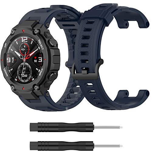RuenTech Armband Kompatibel mit Amazfit T-Rex Armband Zubehör Armbänder Silikon Ersatzarmband Kompatibel mit Amazfit T-Rex Smartwatch Band (Navy blau) von RuenTech