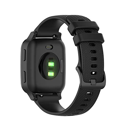 RuenTech Armband Kompatibel mit Garmin Venu/Venu Sq/Venu Sq2/vivoactive 5/vivoactive 3/vivomove 3/Forerunner 245/645/55 Silikon Ersatzband Schnellspanner Zubehör (schwarz) von RuenTech