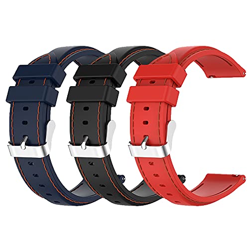 RuenTech Armband für Umidigi Uwatch 3S/Uwatch 2S/Uwatch 2/Uwatch 5 Smartwatch Zubehör wasserdichtes Silikonarmband für Umidigi Urun/Urun S (schwarz+rot+Marineblau) von RuenTech