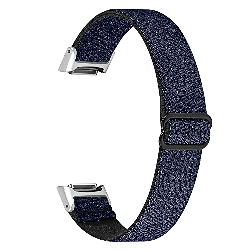 RuenTech Elastisches geflochtenes Armband kompatibel mit Fit bit Luxe intelligentes Schrittzähler Armband Gummiband (Glänzendes Blau) von RuenTech