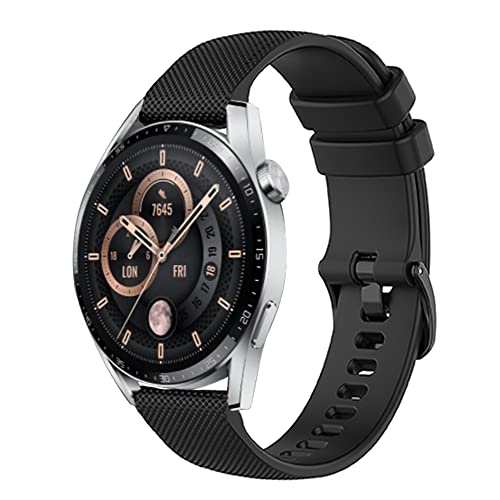 RuenTech Kompatibel Huawei GT3 42mm 46mm smartwatch Armband Ersatzarmband für Huawei GT3 PRO Silikonband 20MM 22MM (22MM, Schwarz) von RuenTech