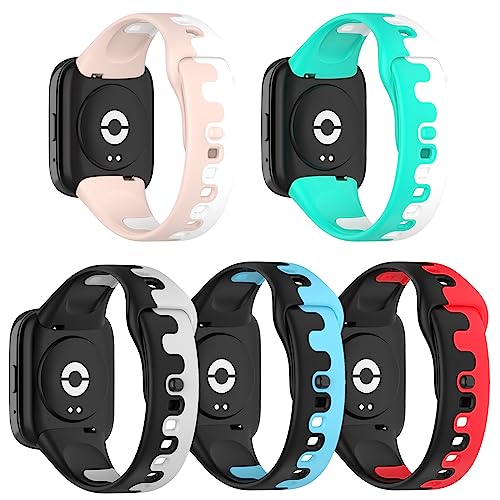 RuenTech Kompatibel für Redmi Watch 3 Lite Armband, Ersatz weiches Silikonarmband für Redmi Watch 3 Active Smartwatch Zubehör (5er Pack) von RuenTech