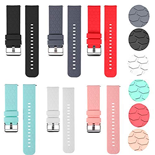 RuenTech Kompatibel mit Umidigi Uwatch 3/Umidigi UFit/Umidigi Uwatch GT Armband Ersatzarmband Silikonband Armbänder Zubehör (schwarz+blaugrün+pink+weiß+rot+grau) von RuenTech