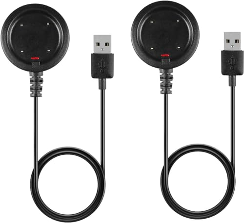 RuenTech Ladekabel kompatibel für Polar Ignite/Ignite 2/Grit X/Grit X Pro Ladegerät Kabel, USB Portable Cord Ersatzkabel für Polar Vantage V V2/Vantage M M2 Ladekabel (Schwarz+Schwarz) von RuenTech