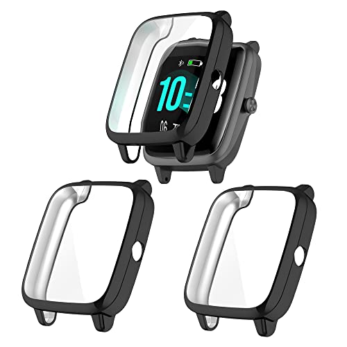 RuenTech Schütz Hülle für YONMIG 1.3 Zoll Smartwatch, TPU Zubehörersatz Schützende Silikonhülle für YM-205L Smartwatch(3 Stück Schwarz) von RuenTech