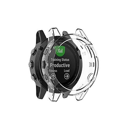 RuenTech Schutzhülle Kompatibel mit Garmin Fenix 5 Schutzhülle Schutzfolie Zubehör Hülle Sanft TPU Silm Platte Shell Schut All-Inclusive Abdeckung Easy Access All Buttons (klar) von RuenTech