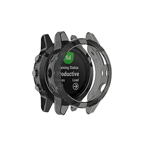 RuenTech Schutzhülle Kompatibel mit Garmin Fenix 5 Schutzhülle Schutzfolie Zubehör Hülle Sanft TPU Silm Platte Shell Schut All-Inclusive Abdeckung Easy Access All Buttons (schwarz) von RuenTech