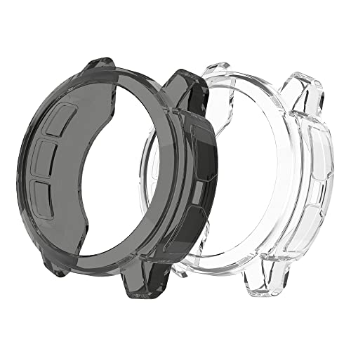 RuenTech Schutzhülle Kompatibel mit Garmin Instinct 2 Weiche TPU Hülle Schützende Silikonhülle Zubehörersatz (47mm, Weiß + Schwarz) von RuenTech
