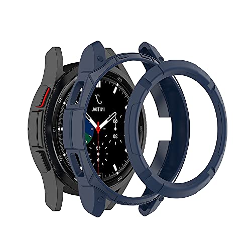 RuenTech Schutzhülle für Samsung Galaxy Watch 4 Classic 42mm 46mm volle kantige Schutzabdeckung TPU-Stoßfänger-Shell für Galaxy Watch4 Classic (46mm, Navy blau) von RuenTech