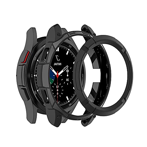 RuenTech Schutzhülle für Samsung Galaxy Watch 4 Classic 42mm 46mm volle kantige Schutzabdeckung TPU-Stoßfänger-Shell für Galaxy Watch4 Classic (46mm, Schwarz) von RuenTech