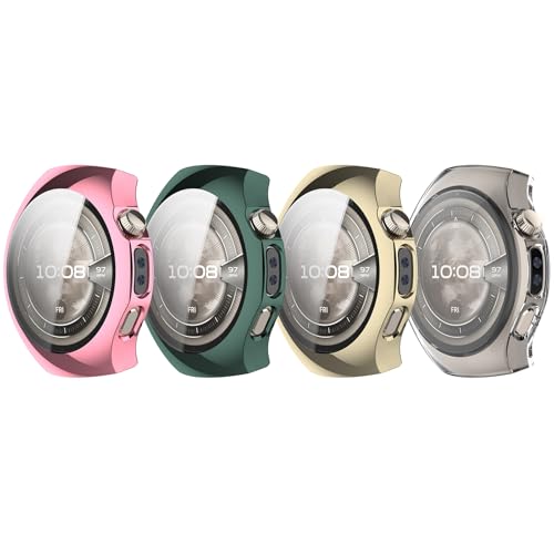 Schutzhülle für Huawei Watch 5 42mm Hülle, Flexibel, TPU, Vollständige Abdeckung, Stoßfest, Kratzfest, Displayschutzfolie, Smartwatch-Zubehör (4er Pack B) von RuenTech